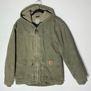 Carhartt C95 ARG Sandstone Jackson Coat Sherpa Lined  Distressed Army Green S
